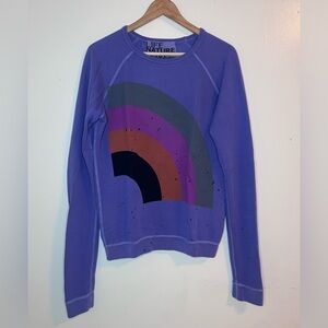 Free City Rainbow Jump Lightweight Sweatshirt Purple Paint Splatter Size Small